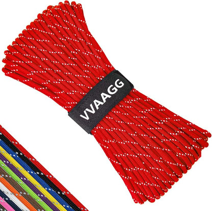 VVAAGG Reflective Paracord Rope 100FT, 7 Strand Nylon para Cord Lanyard Utility by ParacordSpecialist