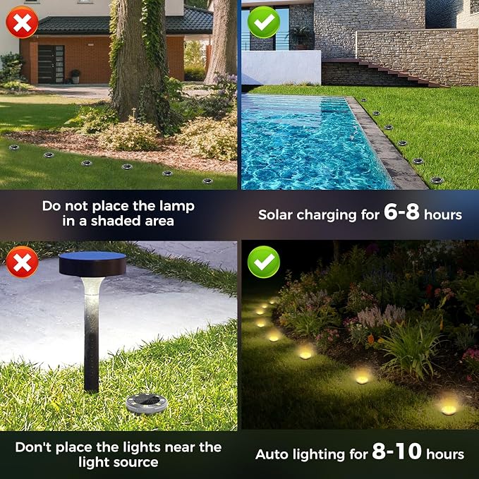 Peasur Mini Solar Ground Lights, 18 Pack Flat Solar Disc Lights Outdoor - Image 9