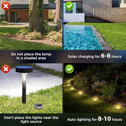 Peasur Mini Solar Ground Lights, 6 Pack Flat Solar Disc Lights Outdoor - Image 8