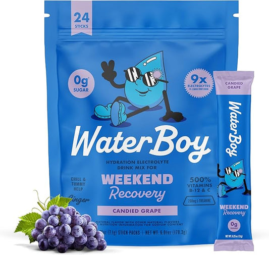 Waterboy Weekend Recovery | 3, 187mg Electrolyte Powder Packets | Ginger + by WaterBoy