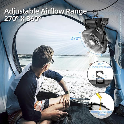 Camping Fan Rechargeable, 20000mAh Battery Powered Portable Fan - Image 4
