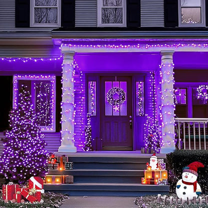 JMEXSUSS 2 Pack Solar Fairy Lights Outdoor, 33ft 100 LED Purple Christmas Lights - Image 2