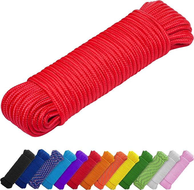 TECEUM Rope – 90 Feet x 3/8 Inch – Red – Strong All-Purpose Utility Rope – by TECEUM