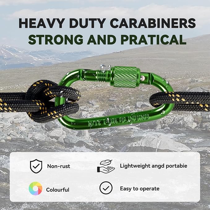 Carabiner Clip, Key Hooks for Keychain Aluminum D Ring Shape Carabiner - Image 7