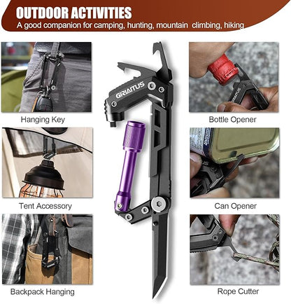 Carabiner Multitool with Pocket Knives, EDC Carabiners, Serrated Knife - Image 4