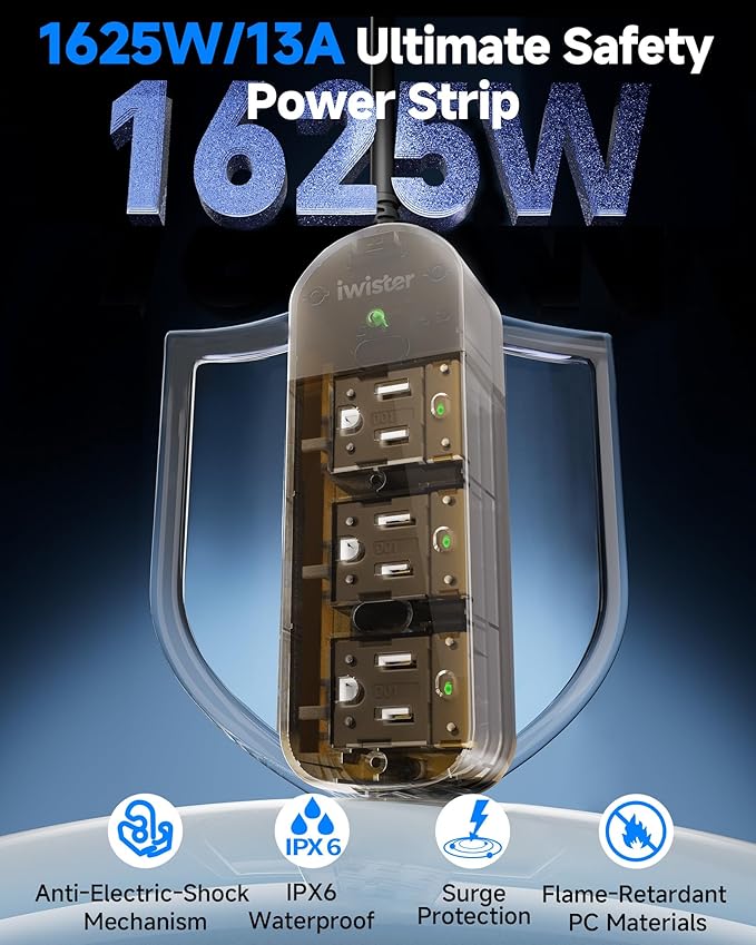 Outdoor Power Strip, 3 AC Outlets, 15 FT, 1625W/13A High-Power Single-Device Use - Image 2