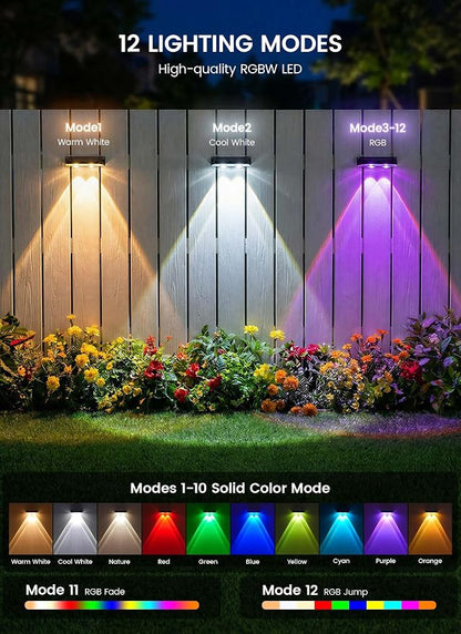 Brightown 6 Pack Solar Lights Outdoor Waterproof, Color Changing Solar Fence - Image 2