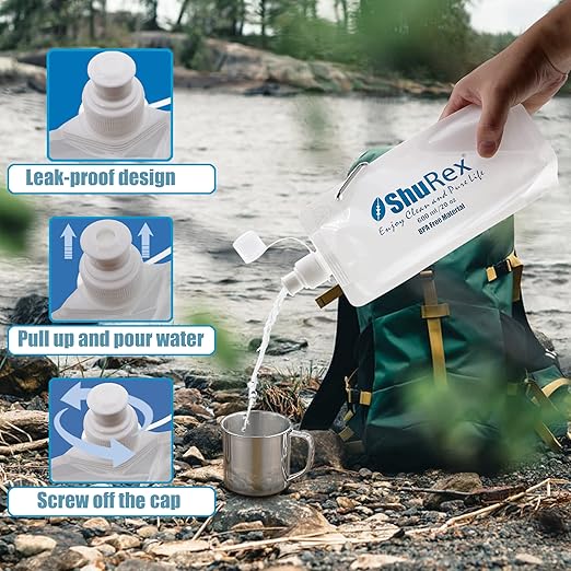 4 Pack 20oz/ 600ml Collapsible Water Pouch - Image 5