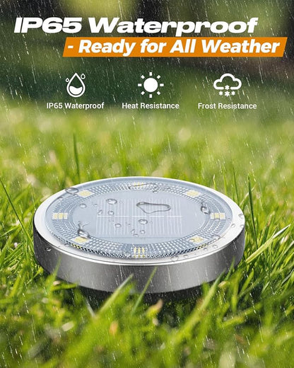 btfarm 24 Pack Solar Lights Outdoor, 8 LED Solar Ground Lights IP65 Waterproof - Image 3