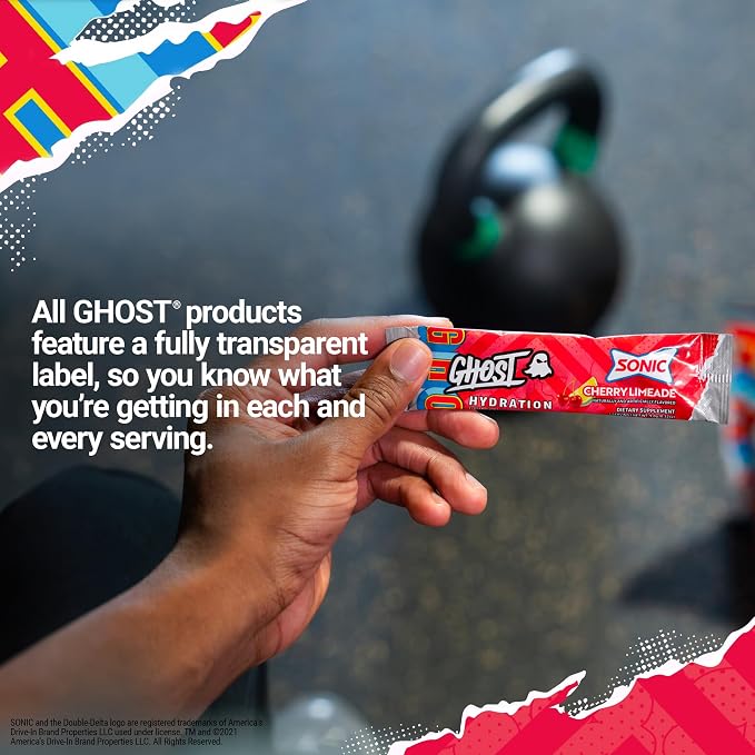GHOST Hydration Packets, Sonic Cherry Limeade, 24 Sticks, Electrolyte Powder - Image 5