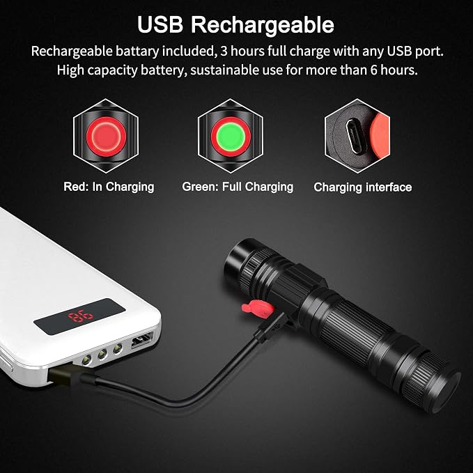 DARKBEAM LED Flashlight Rechargeable USB 2000 High Lumens, Small and Bright - Image 6