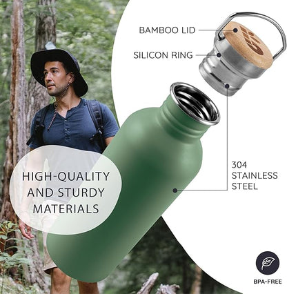 Bambaw Stainless Steel Water Bottle, 500 ml, Non-Insulated Sports Bottle - Image 2