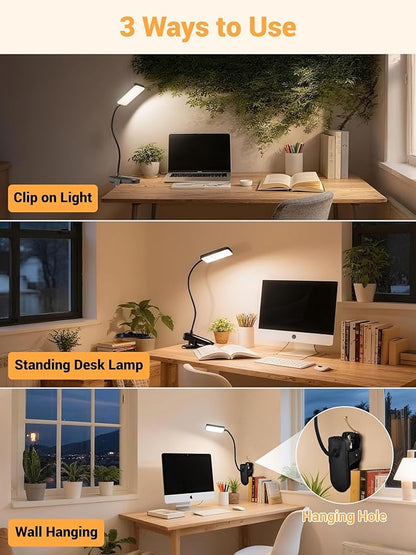 Clip on Light, 9 Brightness+5 Color Rechargeable Desk Lamp, 4000mAh Battery - Image 7