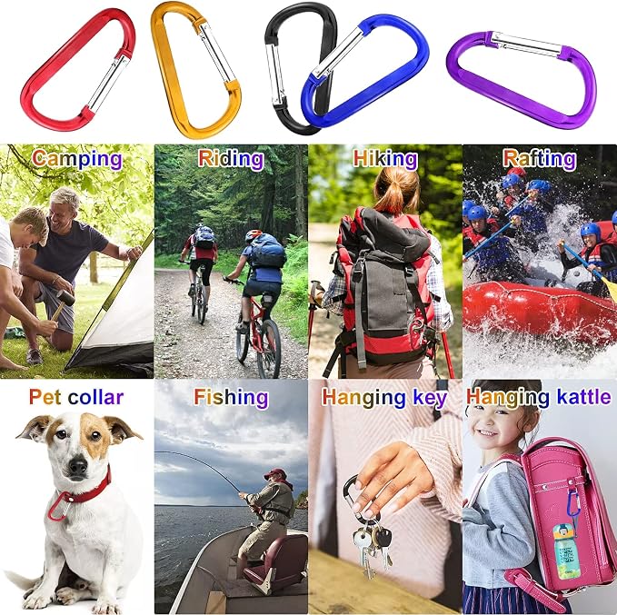 10 Pack 3'' Aluminum Spring Snap Hook Carabiner D Ring Carabiner Clip Camping - Image 3