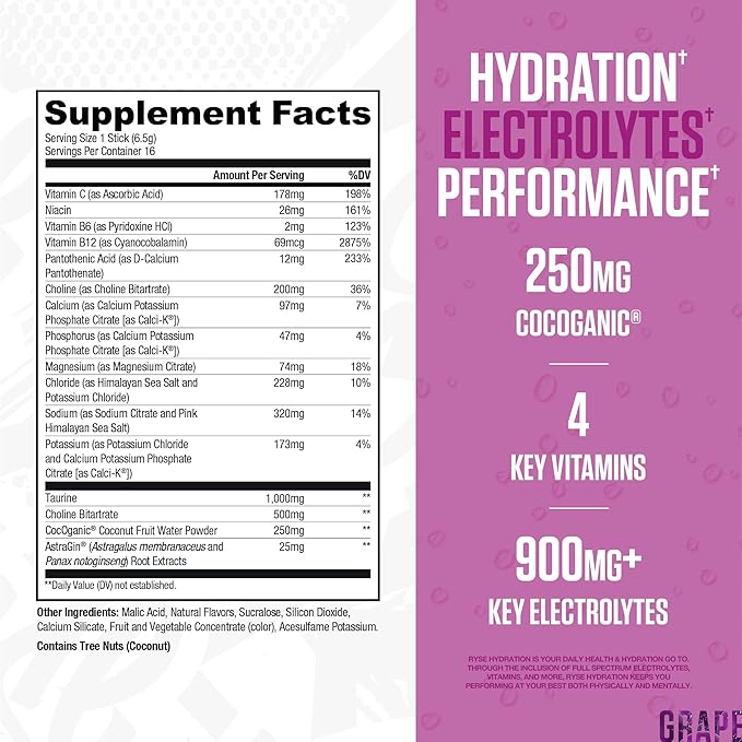 RYSE Hydration Electrolyte Powder Drink Mix Packets - Image 2