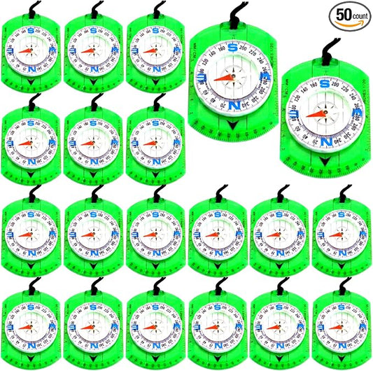 50 Pack Orienteering Compass Bulk Advanced Baseplate Compass Hiking Survival by Unknown