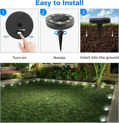 Peasur Mini Solar Ground Lights, 18 Pack Flat Solar Disc Lights Outdoor - Image 8