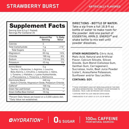 Optimum Nutrition Amino Energy Plus Hydration Packets, On-The-Go Energy Powder - Image 3