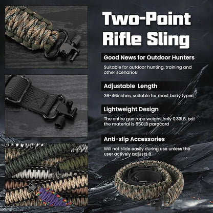 Double Braide 550LB Shotgun Sling 2 Point Paracord Rifle Sling, Non-Slip - Image 3