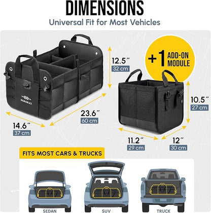 3-Section Car Trunk Organizer XL – Large Modular Auto Storage Bin, Foldable - Image 2