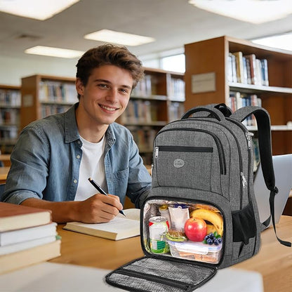 MATEIN Laptop Backpack with Lunch Box, 18 Inch Gray Mens Work Backpack - Image 9