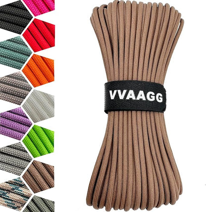 VVAAGG 1000 Tan Paracord 50FT Utility Parachute Cord 4mm Nylon String12 Strand by ParacordSpecialist