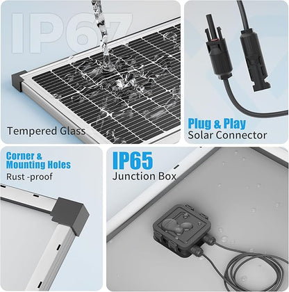 Voltset Solar Panel Charger Kit: 100W 12V Solar Panel - Image 2