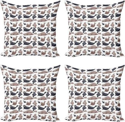 Ambesonne Sea Animals Decorative Throw Pillow Case Pack of 4, Seals by Ambesonne