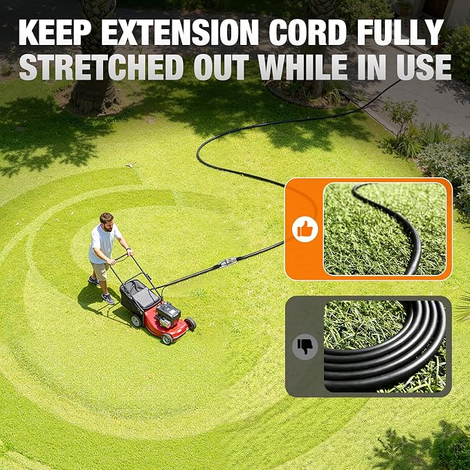 6 FT Outdoor Extension Cord Waterproof, 16/3 Gauge Heavy Duty 3 Prong Power Cord - Image 6