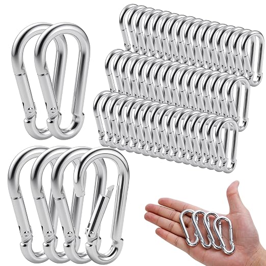 50Pack M5 Spring Snap Hooks Carabiner, 3/16" Heavy Duty Carabiner Clips Chain by REDOVANT