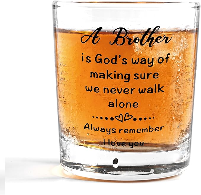 Nogrit Brother Gifts Whiskey Glasses 10 oz, Brother Father's Day Birthday Gifts by Nogrit