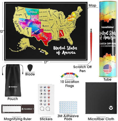 TRAVELISIMO Scratch Off Map of The United States, 12x17 inch Scratch USA - Image 6