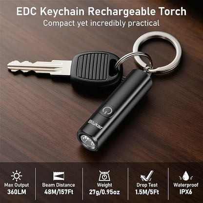 Blukar 2 Pack Rechargeable EDC Flashlight, 360L Mini Keychain Flash Light - Image 2