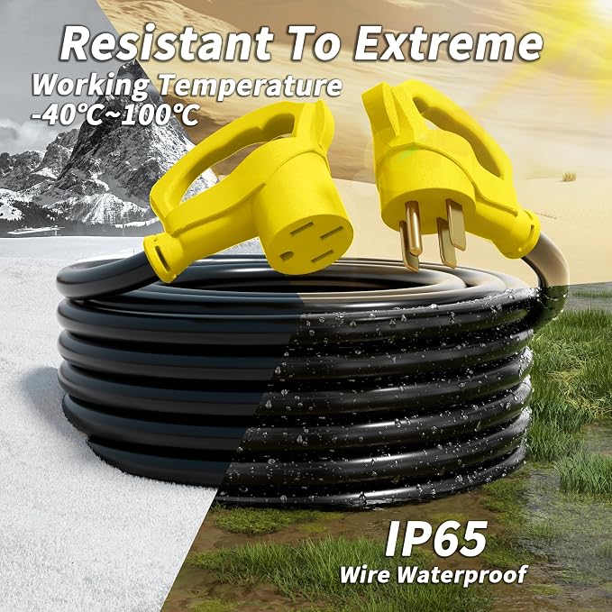 PlugSaf NEMA 14-50P/14-50R 10 FT 50 Amp RV/EV Extension Cord Outdoor - Image 5