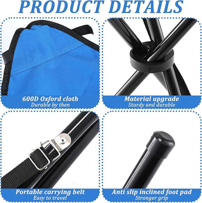Small Travel Folding Camping Stool, 17 Inch Folding Outdoor Tripod Seats Blue - Image 4