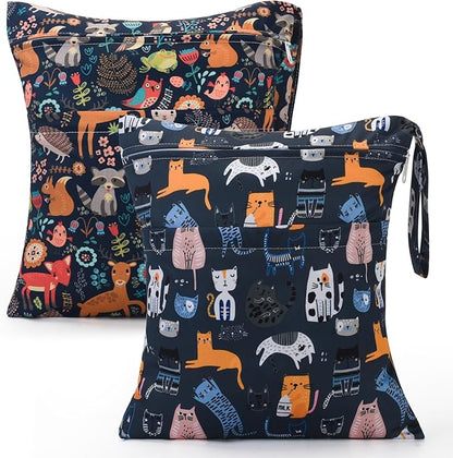 2pcs Cloth Diaper Wet Dry Bags Waterproof Reusable by Welcometoeaxin