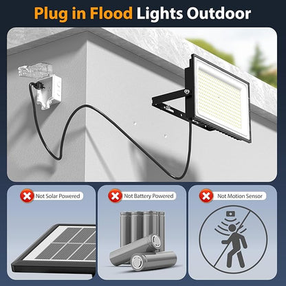 Onforu 200W Flood Lights Outdoor, 19000lm Bright LED Work Light - Image 2
