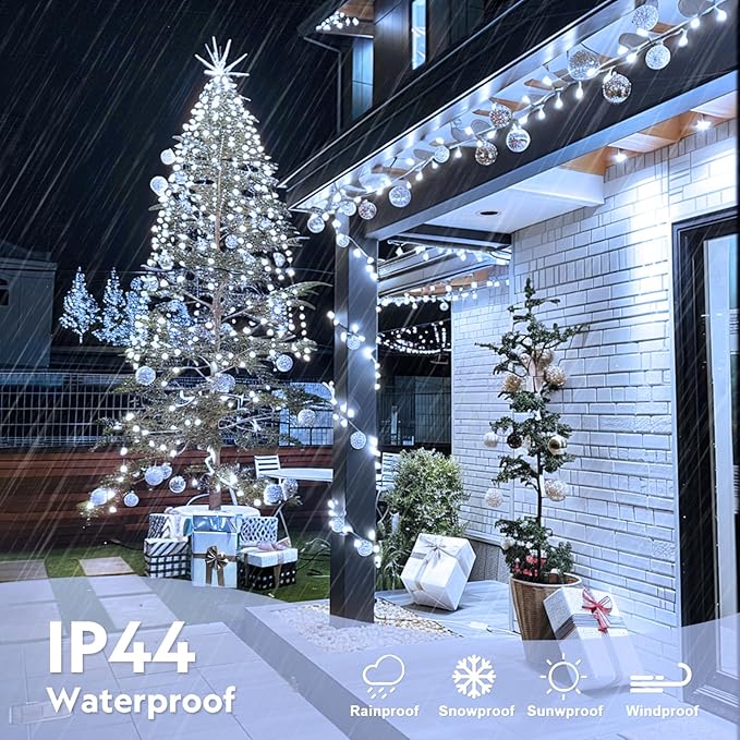 JMEXSUSS 132 ft 400 LED White Christmas Lights Indoor Outdoor Waterproof - Image 5