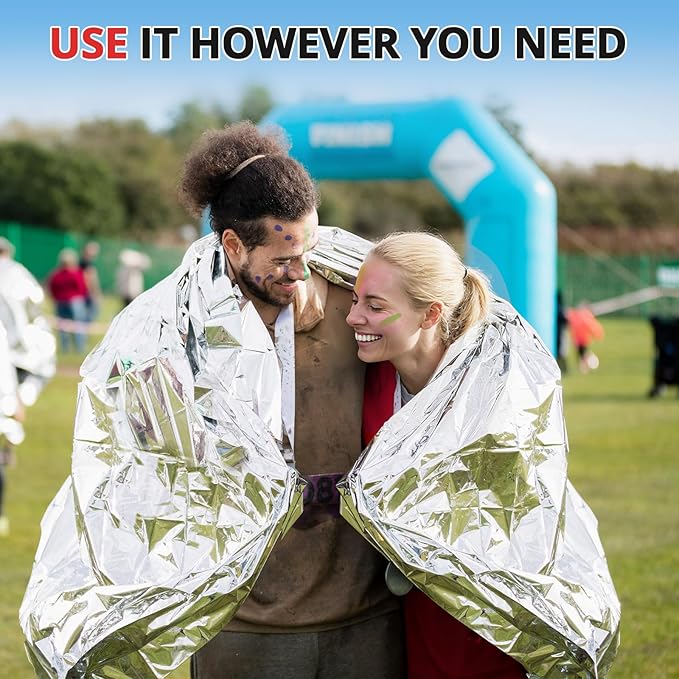 SecuCaptain Survival Emergency Thermal Blankets: 50 Pack Extra Large 84” x63” - Image 8