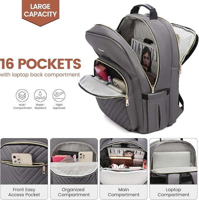 LOVEVOOK Laptop Backpack for Women 18.4 inch, Cute Womens Travel Backpack Purse - Image 2