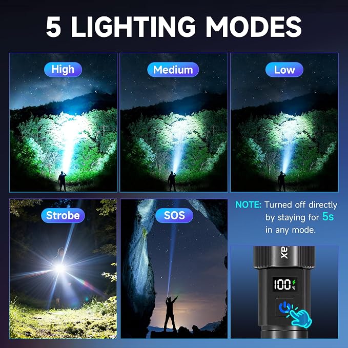 4Pack Rechargeable Flashlights High Lumens 10000LM, Super Bright Flashlight - Image 3