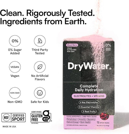 DryWater Electrolyte Powder Packets, Mixed Berry - Image 9