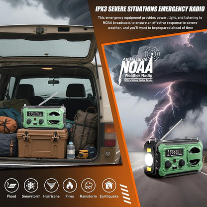 Hand Crank Emergency Radio, 10000mAh Weather Radio - Image 3