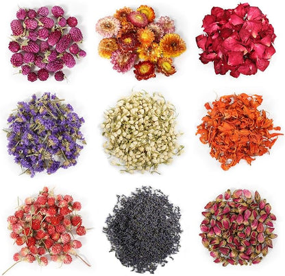 9 Bags Dried Flowers, 100% Natural Dried Flowers Herbs Kit by SACATR