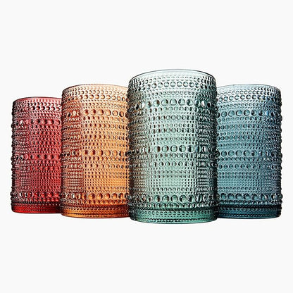 Khen Hobnail Beaded Highball Drinking Tumbler Glasses | Set of 4 | Color - Image 6