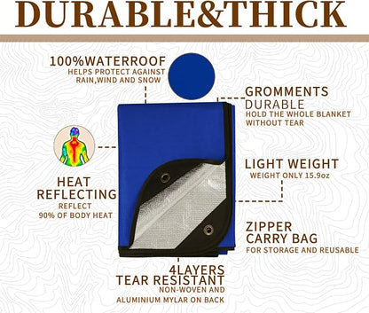 Heavy Duty Survival Blanket -Multifunctional Reflective Tarp Thermal Blanket - Image 3