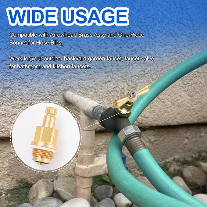 PK1100 Brass Globe Valve Faucet Stem Assy and PP806-15 Broach Sillcock Tee Hose - Image 2