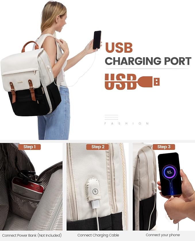LOVEVOOK Laptop Backpack for Women Vintage Travel Backpack Purse Airline - Image 5