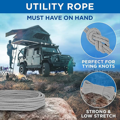 TECEUM Cotton Rope 3/16” – 50 FT – Strong All-Purpose Braided Rope – Natural - Image 6