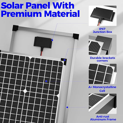 Voltset 30W Solar Panel Kit, 12v Solar Battery Trickle Charger Maintainer + 10A - Image 5